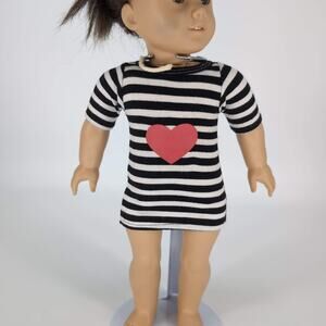 Unbranded Black & White Stripe Doll Mini Dress w 3/4 Sleeves for 18" Dolls - GUC